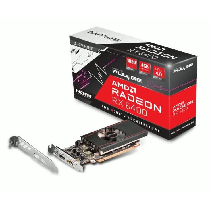 RX 6400 Low Profile 4GB GDDR6 AMD RADEON Sapphire Pulse 1080 FHD Gaming PCIe 4.0