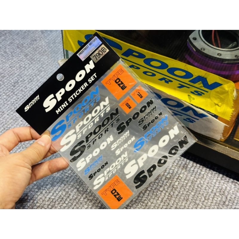 ชุด สติ๊กเกอร์ spoon sport แท้ญี่ปุ่น mini set ติดของแต่ง รางเบาะ กระจก พวงมาลัย sticker car สติกเกอ