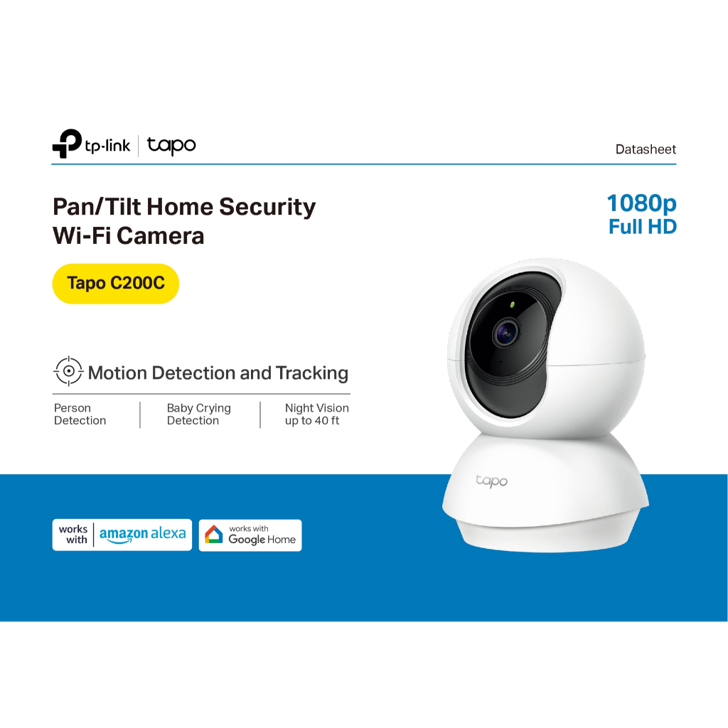 TP-Link กล้องวงจรปิด 2MP Pan/Tilt Home Security Wi-Fi Camera พูดคุยโต้ตอบได้ รุ่น Tapo C200C