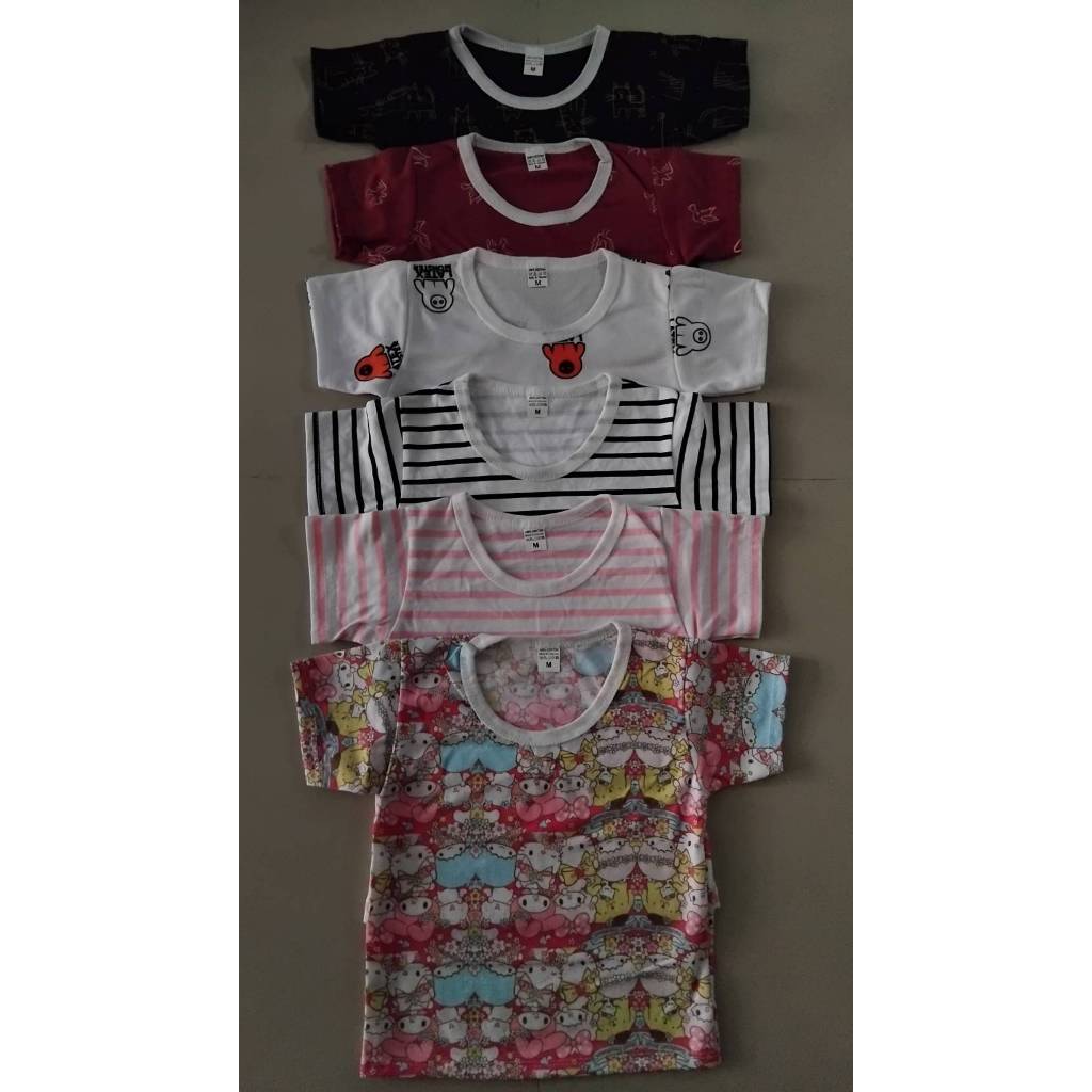(แพ็ค 6ตัว)เสื้อยืดเด็ก ไซส์M1-2 ขวบ,ไซส์L 3-4 ขวบ ผ้า cotton นิ่มใส่สบาย (ลายเปลี่ยนตามรอบการผลิต)