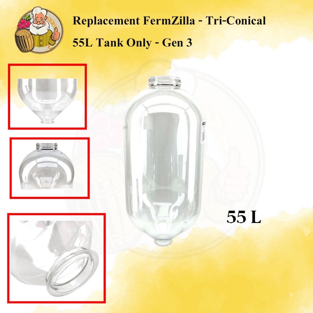 Replacement FermZilla - Tri-Conical 55L Tank Only - Gen 3  ถัง Tri-Conical 55L  - Gen 3