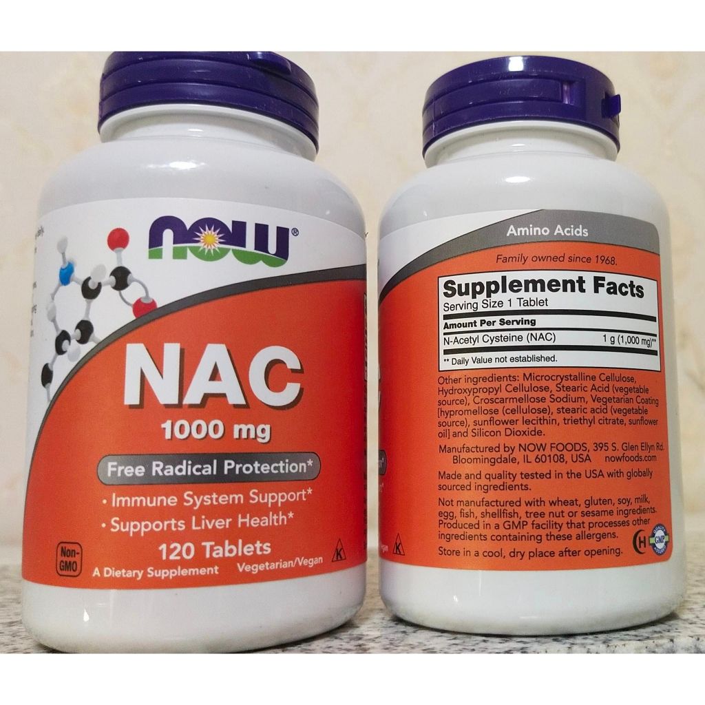 [ของแท้, มีกลิ่น และ รสเปรี้ยว] Now Foods NAC 1000 mg 120 Tablets บำรุงร่างกาย ต้านอนุมูลอิสระ เสริม