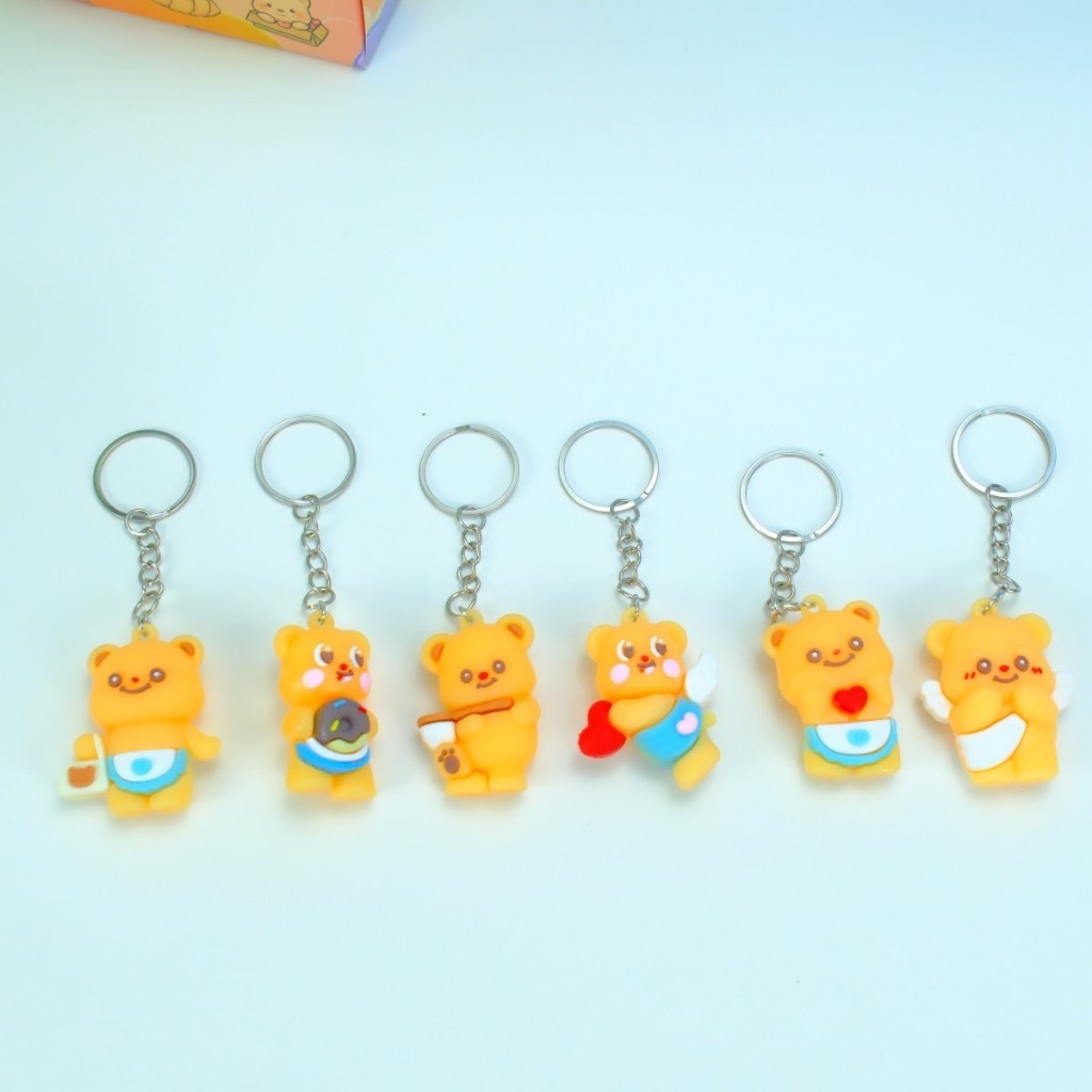 1จุ่มพวงกุญแจตัวการ์ตูนน่ารักของขวัญ สำหรับเด็ก หมีเนย