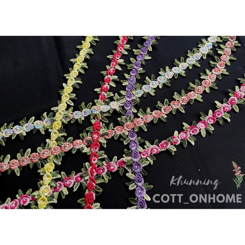 เทปแต่งเสื้อ ลายดอกกุหลาบจิ๋ว  มีหลายสีให้เลือก สีสันสดใส🌈 สินค้าพร้อมส่ง