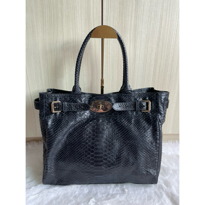 Mulberry Bayswater Black Snakeskin Preloved Bag