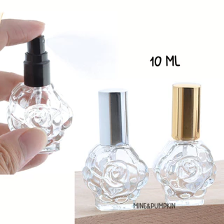 【M&P】ขวดสเปรย์แก้วเปล่ารูปดอกไม้ ฝาดำ เงิน ทอง โรสโกลด์ 10ml ขวดเสปรย์พกพา
