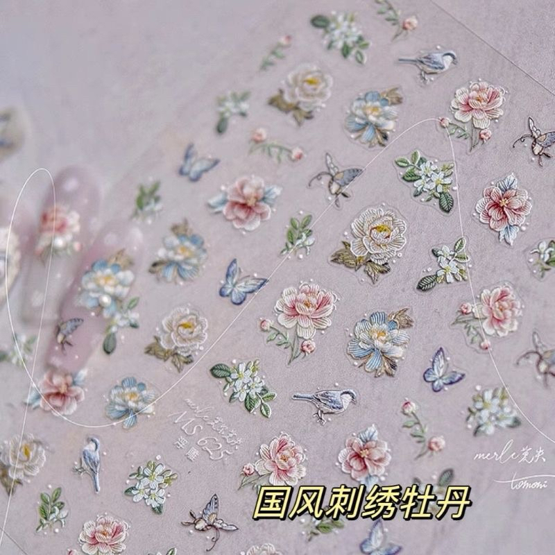 สติกเกอรติดเล็บดอกไม้ตัวใหมีงานละเอียดสวยมาก