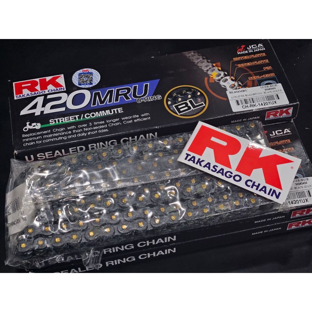 RK โซ่ 420MRU U-RING 120L -ดำหมุดทอง Black/Gold