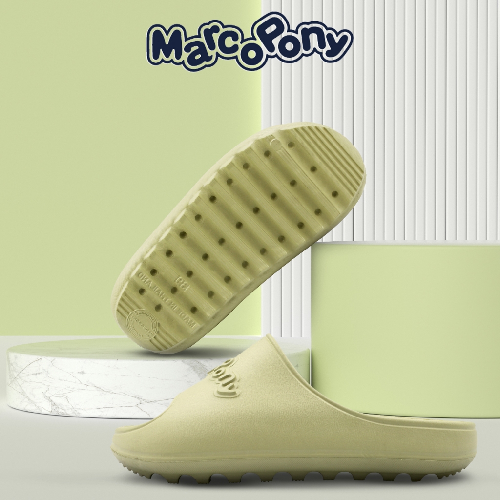 Marco Pony รองเท้าแตะ รองเท้าแตะลําลอง  เขียวมัทฉะ พื้นหนา นุ่มและเสริมความสูง สำหรับผู้หญิง ทุกโอกาส เหมาะกับฤดู MH9005