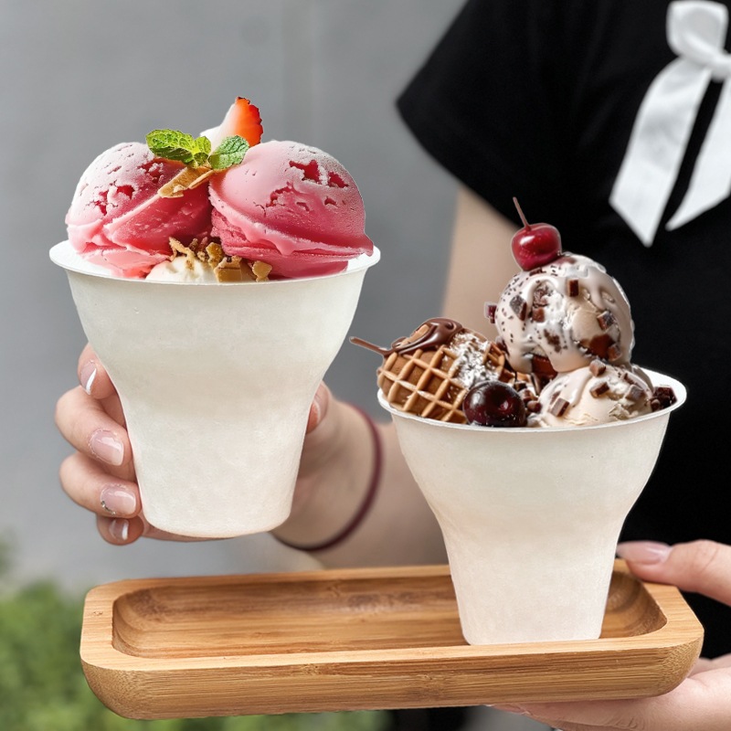 ถ้วยไอศครีม ของหวาน ขนาด 160-300 ml. ย่อยสลายได้ในธรรมชาติ (Biodegradable) แพ็ค 50 ชิ้น (ไม่มีสติ๊กเกอร์แถม) - รูปที่ 2