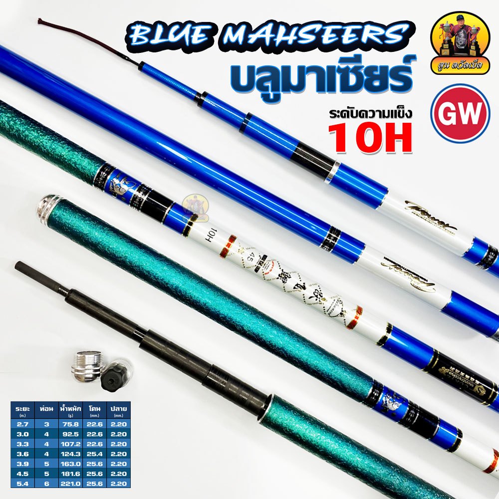 คันชิงหลิว GW BLUE MAHSEERS 10H (บลูมาห์เซียร์10H) ของแท้100% (BY : ร้าน ตูน ตวัดเบ็ด)