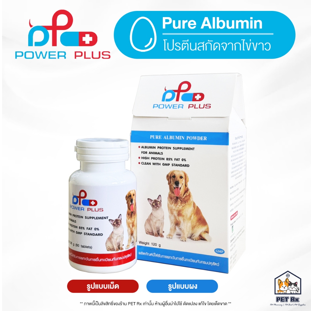 Power Plus: Pure Albumin [แท้💯] อาหารเสริมโปรตีนอัลบูมิน สกัดจากไข่ขาวเข้มข้น รูปแบบเม็ดและรูปแบบผง 