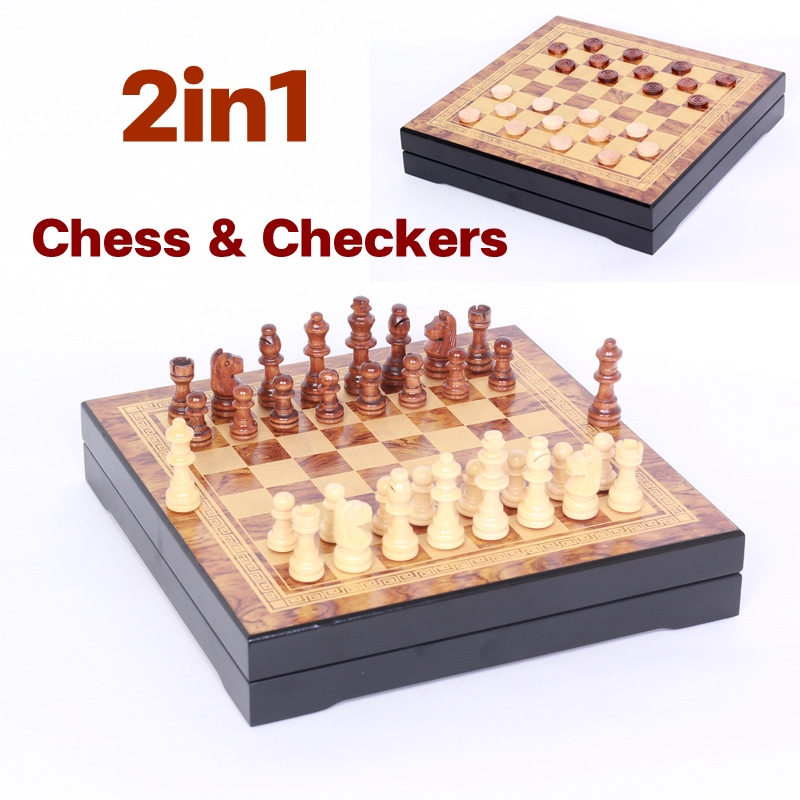 [Super Chess] NEW ! ชุดหมากรุกโต๊ะไม้ 2in1 แกะสลักด้วยเลเซอร์ เส้นคมกริบ ลายสวย