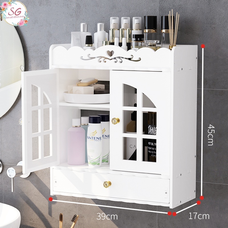 M909ชั้นวางของในห้องน้ำ ติดผนัง 3 ชั้น ตู้วางของติดผนัง ชั้นวางของในห้องติดผนัง  กันน้ำ กันปลวก