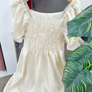 Dress bow 2 (โบว์ คู่ ) ระบายชั้นแขนตุ๊กตา อก 32-42 “
