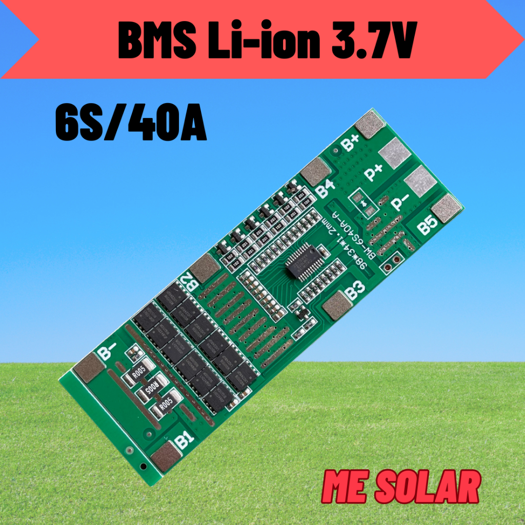 BMS 6S 3.7V/40A บอร์ดป้องกันแบตเตอรี่ 18650/21700 มีพาสซีพบาลานซ์ สำหรับประกอบแบตลำโพงบูลทูธ