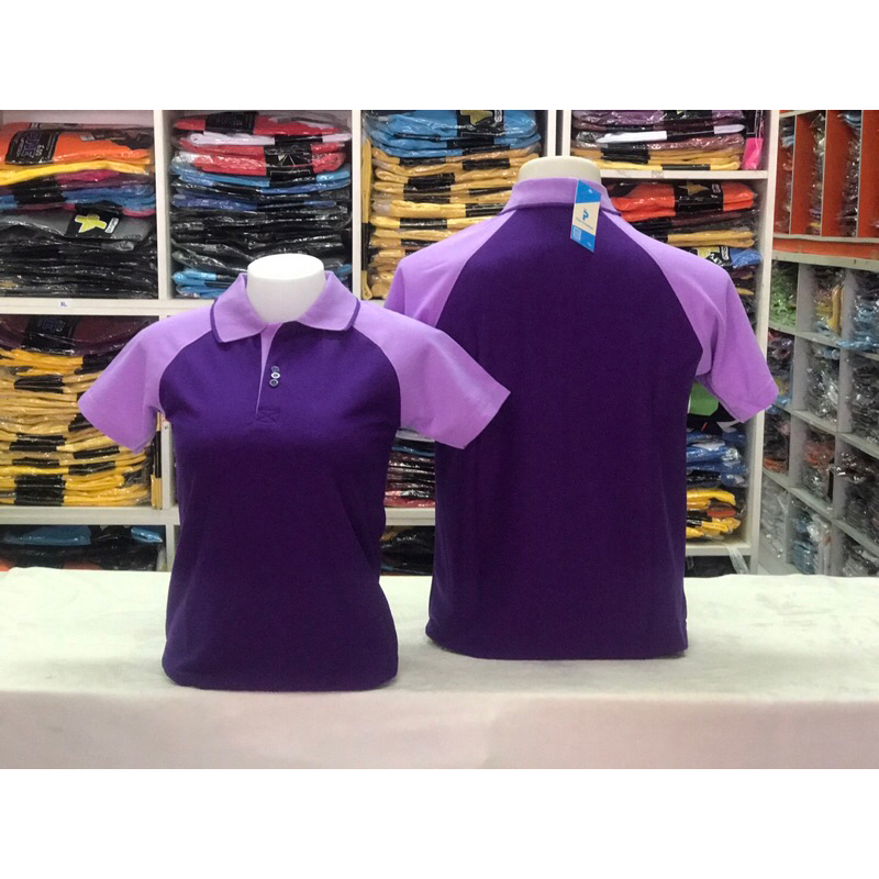 โปโลสโลปม่วงเข้มเเขนม่วงอ่อนแขนปล่อยใส่สบาย