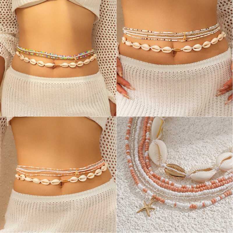 (พร้อมส่งที่ไทย) สร้อยคาดเอว 1เซตได้6เส้น สร้อยเอว สร้อยบิกินี่ เครื่องประดับเอว