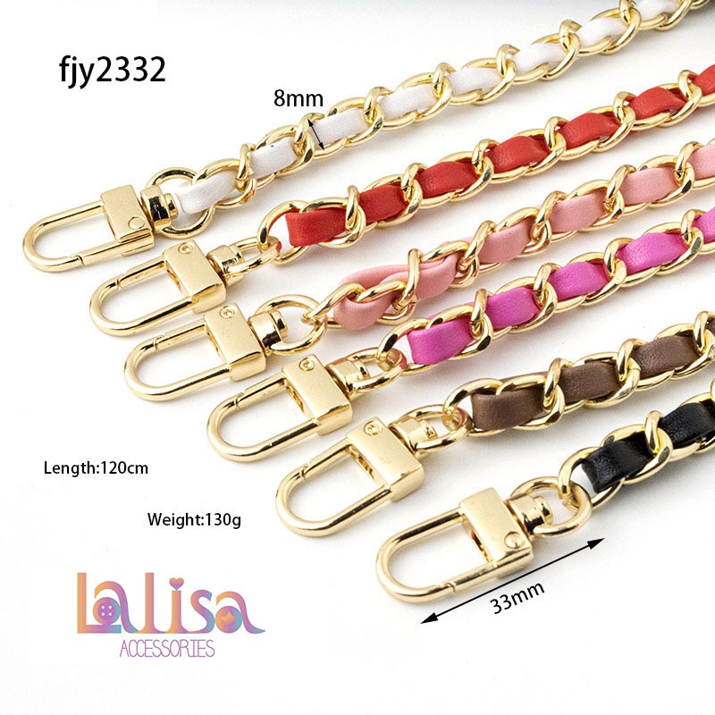 โซ่คล้องกระเป๋า สายโซ่ สายหนัง pu พันโซ่ สายกระเป๋า โซ่ถักเปีย โซ่สแตนเลส iron chain (D-2-H-FJY2332)