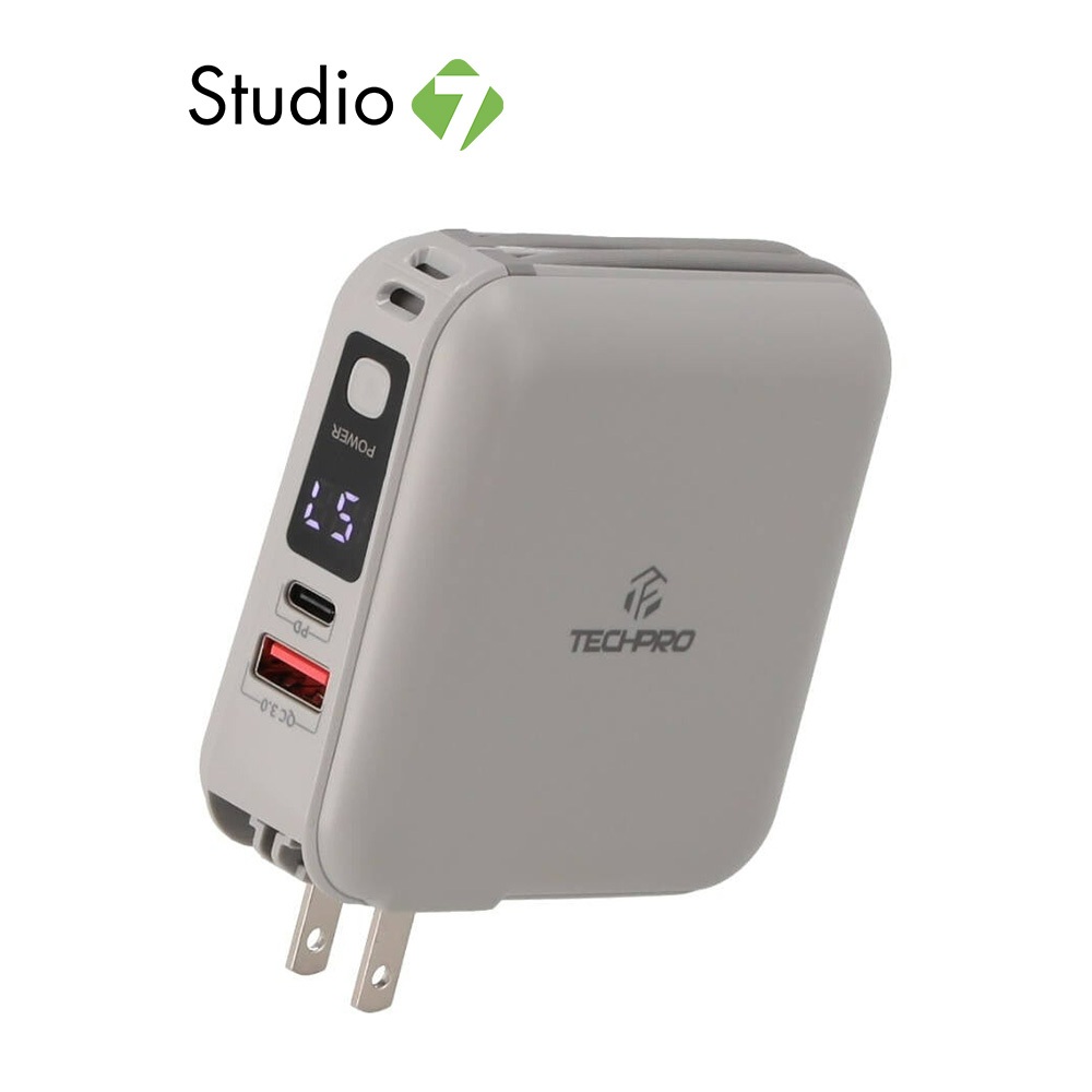 พาวเวอร์แบงค์ TECHPRO ความจุ 15,000 mAh Built-in Cable BC19 by Studio7