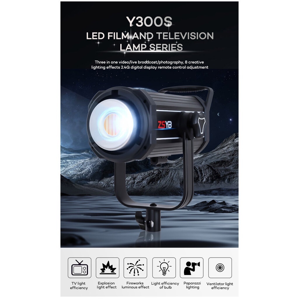 ZSYB Y300S ไฟสตูดิโอ 300W LED Video Light ปรับแสงได้ 2 สี Bi-Color 3200-5600K