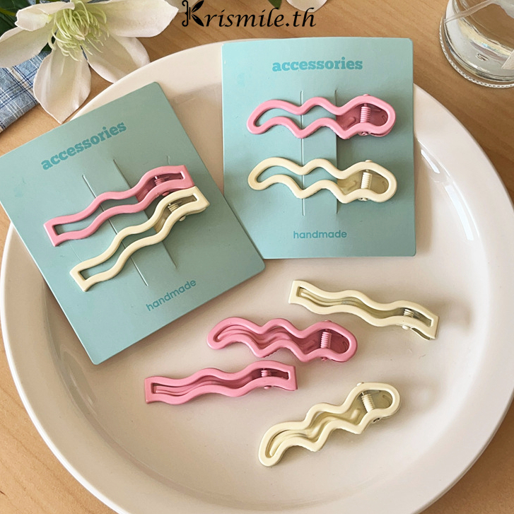 COD-ในไทย💖กิ๊บหนีบผม รูปคลื่น สีครีม คลิปด้านข้าง หน้าม้า น่ารักหวาน สไตล์เกาหลี นักเรียนสำหรับผู้หญิง y2k-Kri