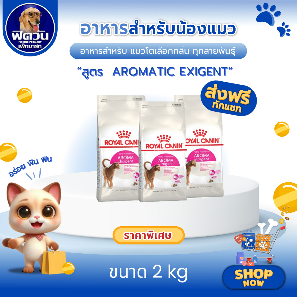 Royal Canin Aroma Exigent 2kgโรยัลคานิน อาหารแมว เลือกทาน ทานยาก ชอบกลิ่นหอม อโรม่า 2 กิโลกรัมอาหารชนิดเม็ดสำหรับแมวโต