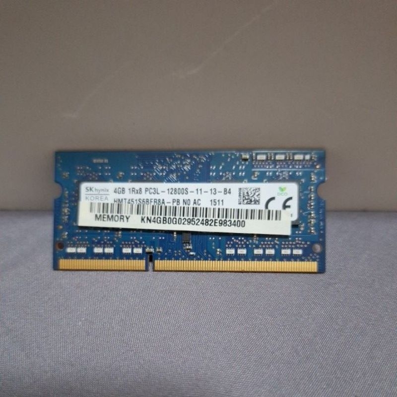 Ram ram notebook มือสอง DDR3 1Rx8 pc3L 12800s 4gb sk hynix korea