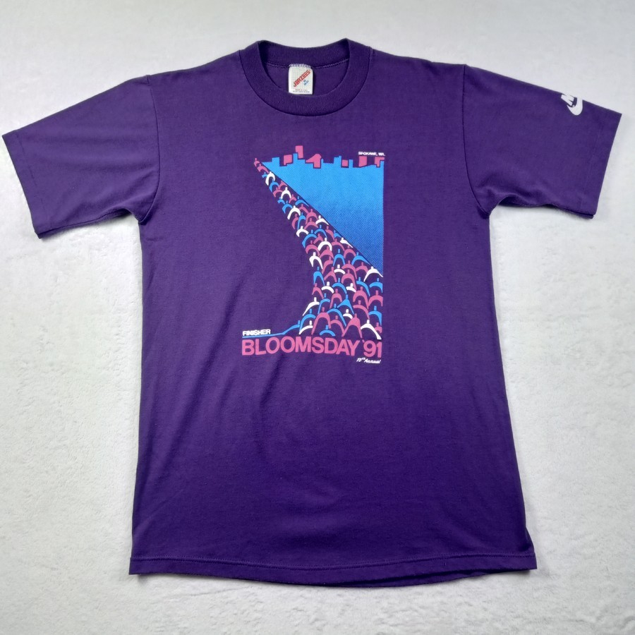 เสื้อยืด วินเทจ 90s Nike Bloomsday Finisher T Shirt Spokane WA Marathon Jerzees Sz M