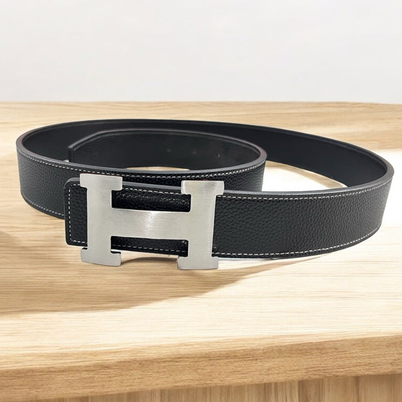 Hermesเข็มขัดหนัง หัวเป็นสเตนเลส/หัวลายเฮอเมสใส่ได้ทั้งชายและหญิงขยาด 3.8 cm