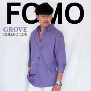 Fomo-เชิ้ตแขนยาว สีม่วงไลเลค เสื้อเชิ้ตสีม่วงพาสเทล เสื้อเชิ…