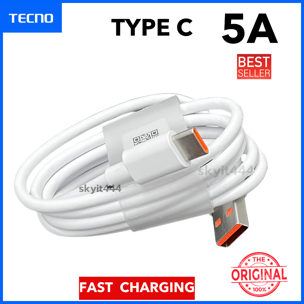 สายชาร์จ เร็ว Tecno 5A Type C Fast Charge รองรับการชาร์จเร็ว แท้ศูนย์ Spark Go 2023 Spark Go 2024 POVA 5 Pro POVA 5