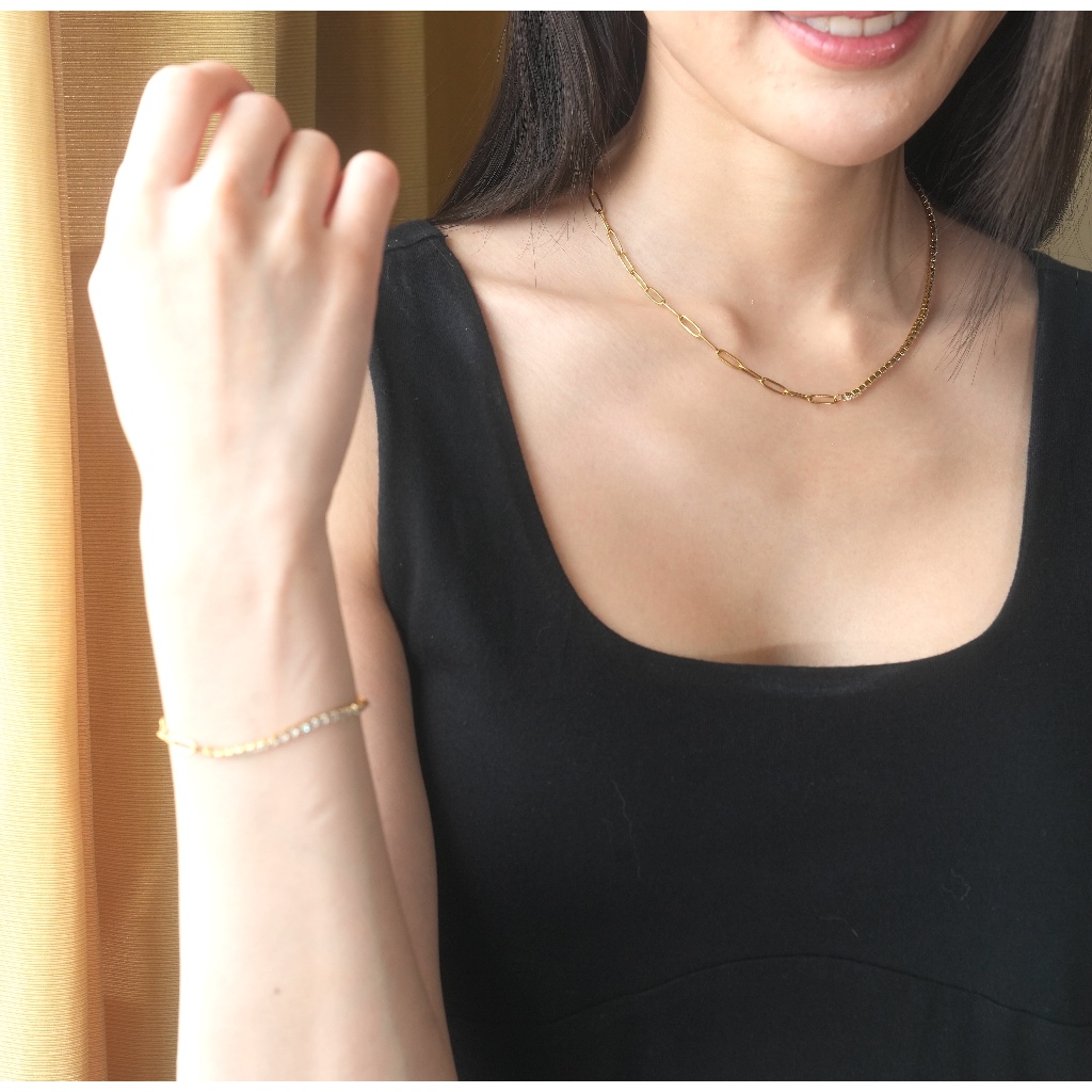 Adornment Club - Lucia Necklace/Bracelet สร้อยคอ กำไล l แพ้ง่ายใส่ได้ กันน้ำ nickel free, waterproof