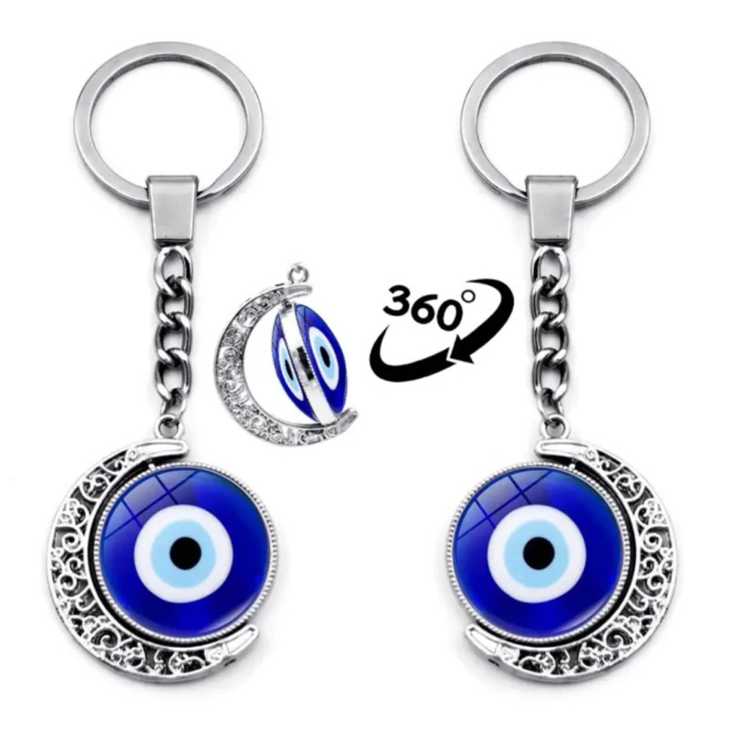 พวงกุญแจ Evil Eye พระจันทร์เสี้ยว หมุน 360 องศา แท้จากตุรกี