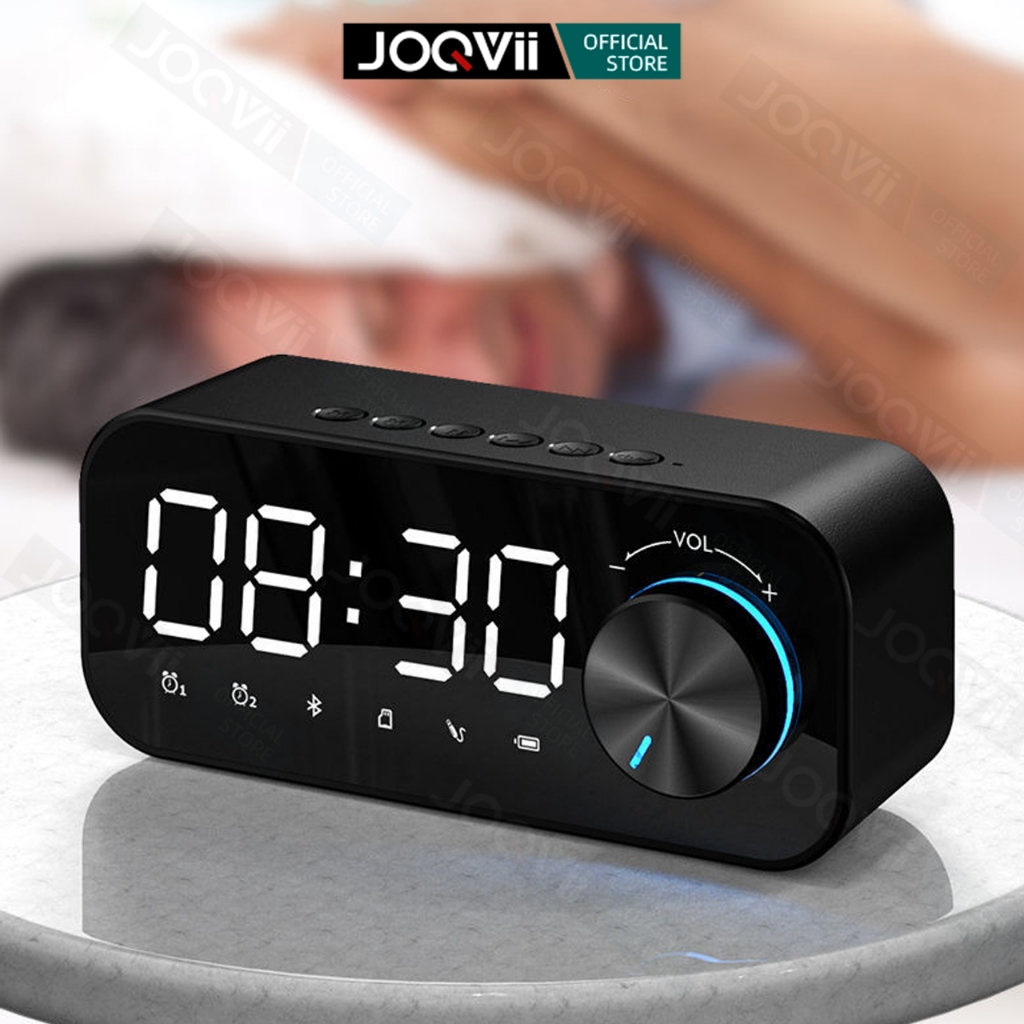 JOQVII S16 ลำโพงบลูทูธ Speaker Bluetooth ลำโพงสเตอริโอ พร้อมวิทยุ FM มีไฟ LED มีนาฬิกาบอกเวลาและอุณหภูมิ ตั้งปลุกได้