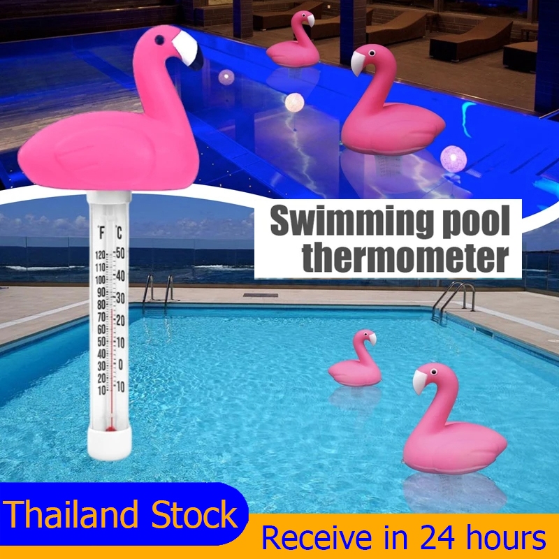 🔥Floating Swimming Pool Thermometer Flamingo Gauge Shower Paddling Pool Ponds Temperature Measuring Meter เครื่องวัดอุณห