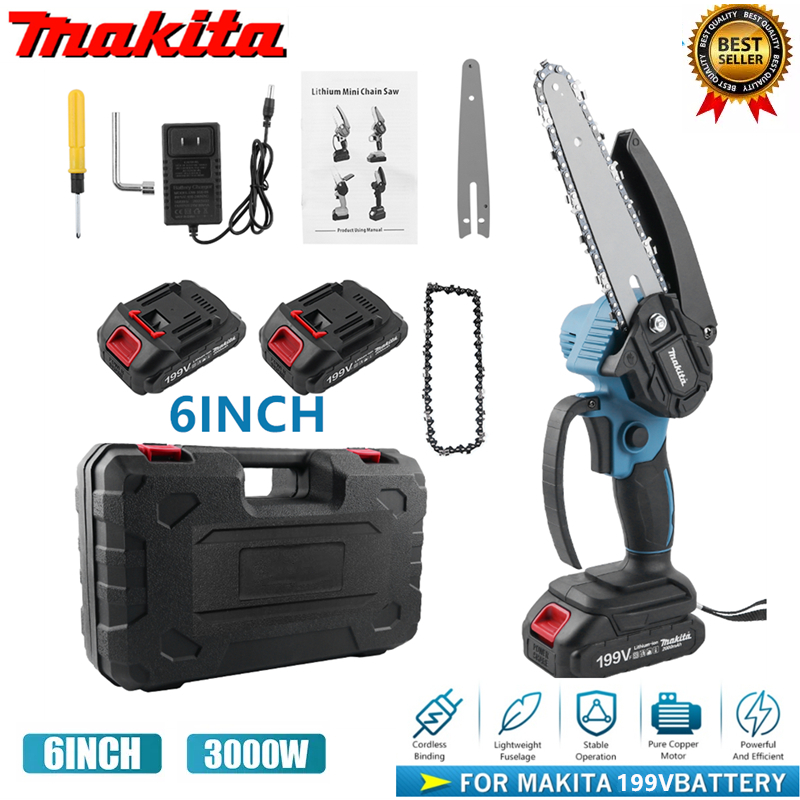 MAKITA 6 นิ้ว เลื่อยไฟฟ้าไร้สาย เลื่อยโซ่ไร้สาย เลื่อยไฟฟ้า เลื่อยตัดกิ่งไฟฟ้า เลื่อยโซ่ เลื่อยโซ่เลื่อยไฟฟ้า Cordless