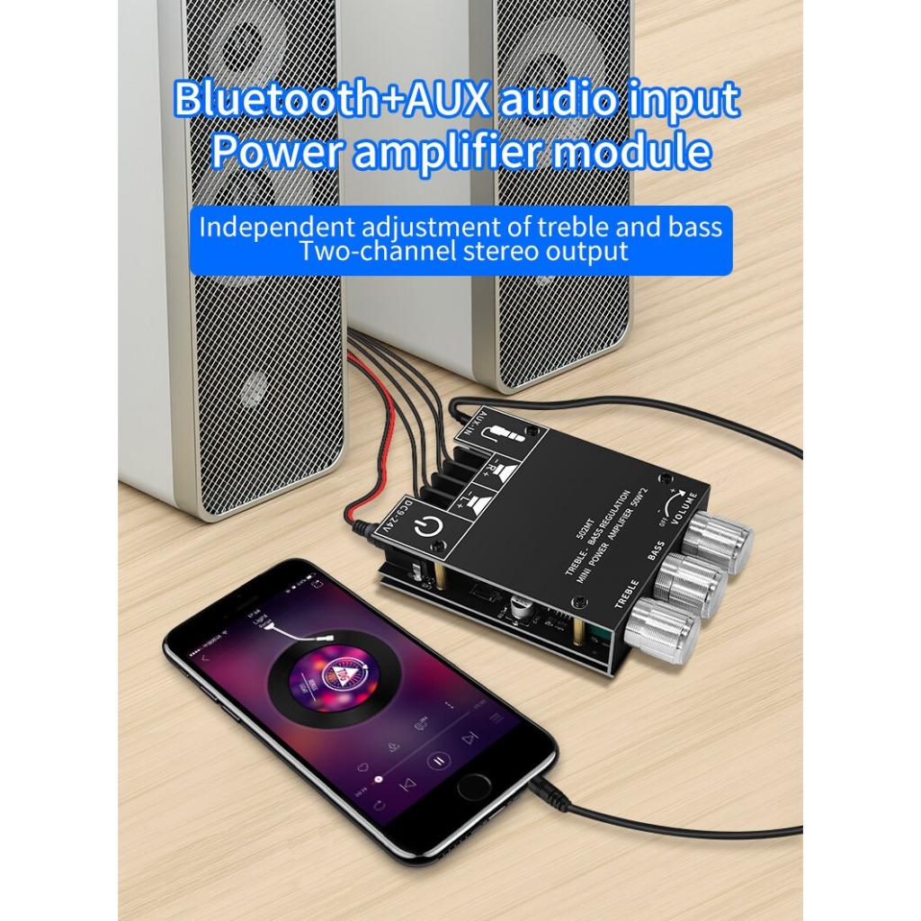 Bluetooth ZK-502MT 5.0 HIFI 50W X 2 Bluetooth 5.0 เครื่องขยายเสียงดิจิตอลสเตอริโอปรับได้ในสต็อก ประเทศไทย