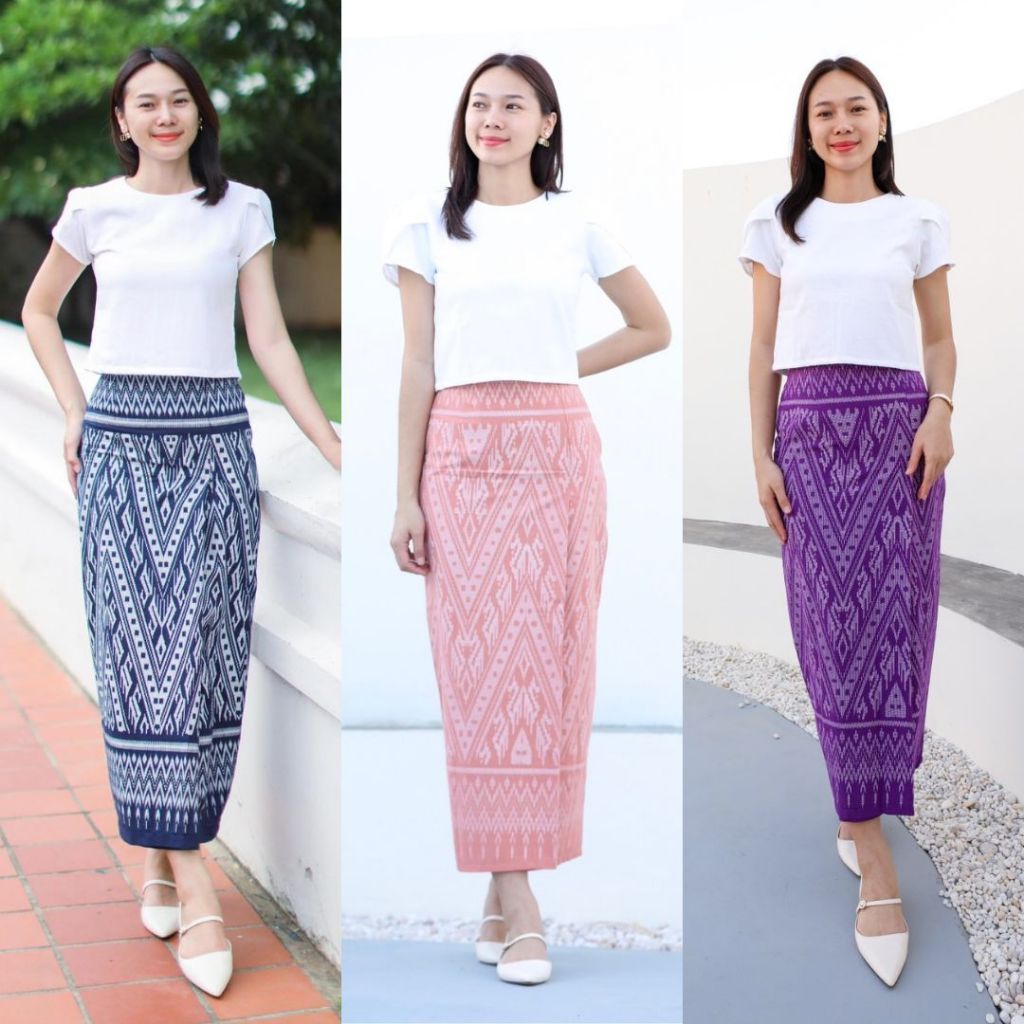 ผ้าถุงเย็บสำเร็จ ลายลิซ่า มีซิปและตะขอด้านข้าง