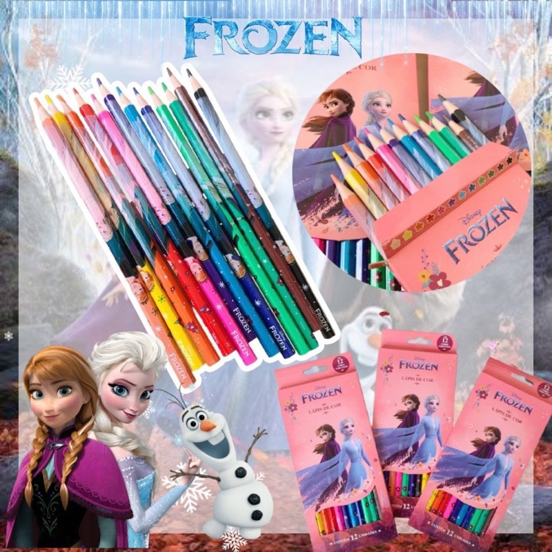 ดินสอสีไม้ 12 สีลายการ์ตูน Frozen เจ้าหญิงเอลซ่า ลิขสิทธิ์ดิสนีย์ของแท้