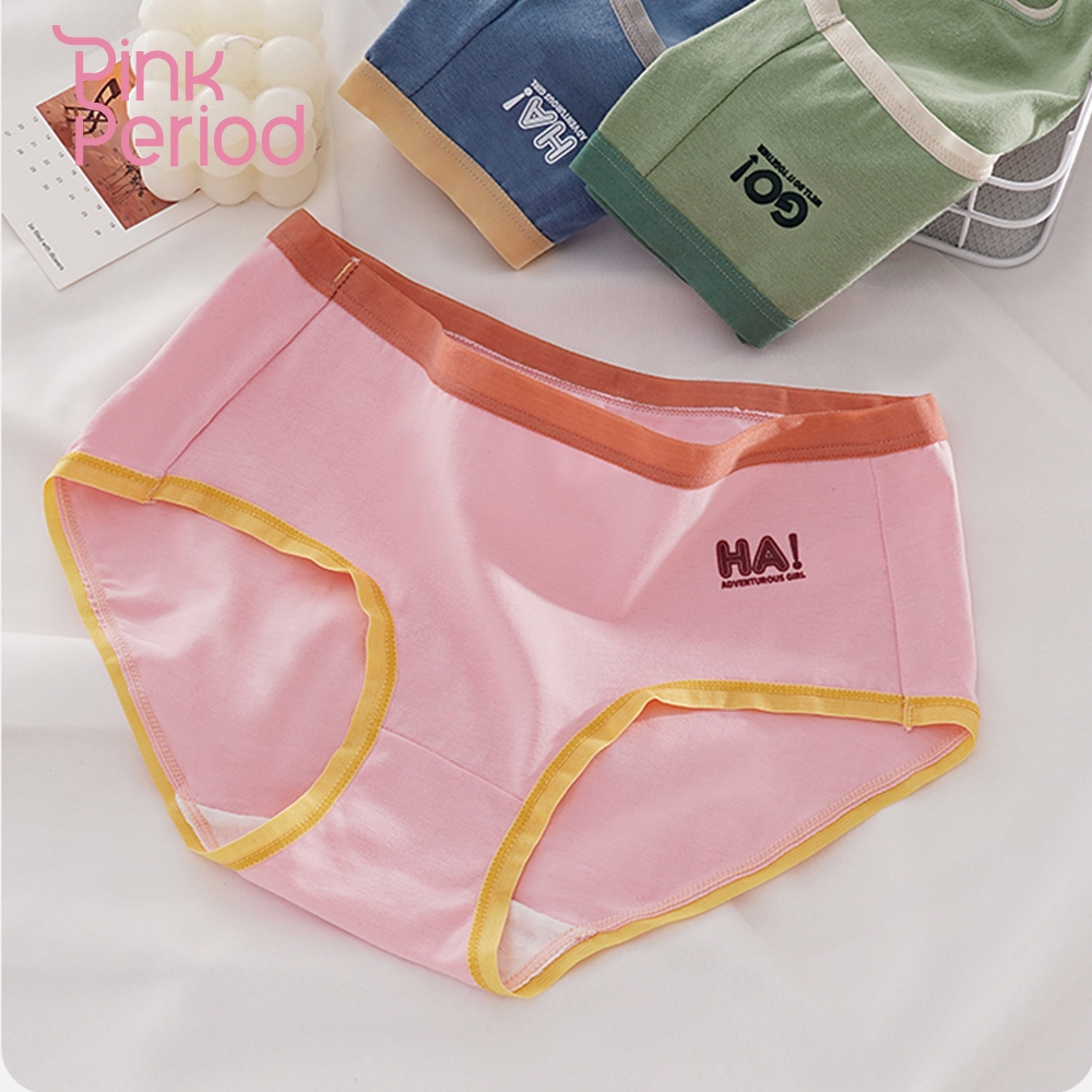 Pink Period กางเกงในผู้หญิง กางเกงชั้นใน ผ้าฝ้าย สไตล์น่ารัก ผ้านิ่ม สวมใส่สบาย ผ้าฝ้ายแท้