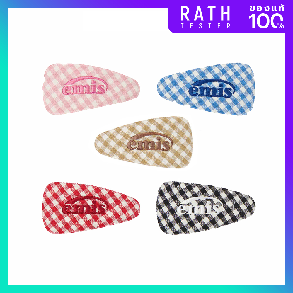 กิ๊บติดผมลายสก๊อตเล็ก Emis Gingham Check Wide Hairpin ของแท้ 100% พร้อมส่ง
