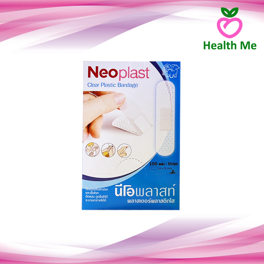 NEOPLAST นีโอพลาสท์ พลาสเตอร์พลาสติกใส 100 แผ่น/กล่อง เเพ็คเกจใหม่