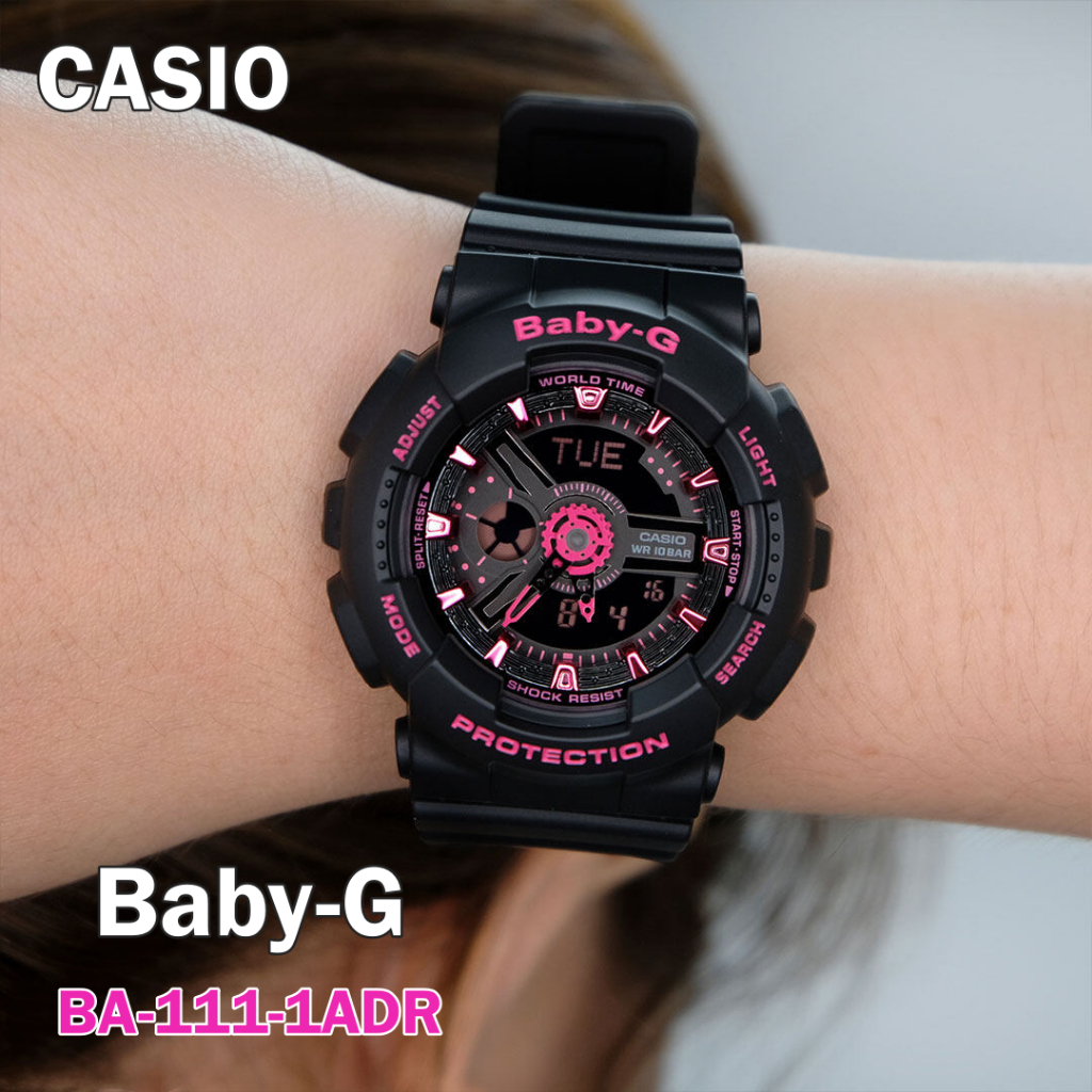 CASIO นาฬิกาข้อมือสายเรซิ่น Baby-G BA-110SC-4ADR , BA-110-1A สีดำทอง,BA-110RG-1ADR