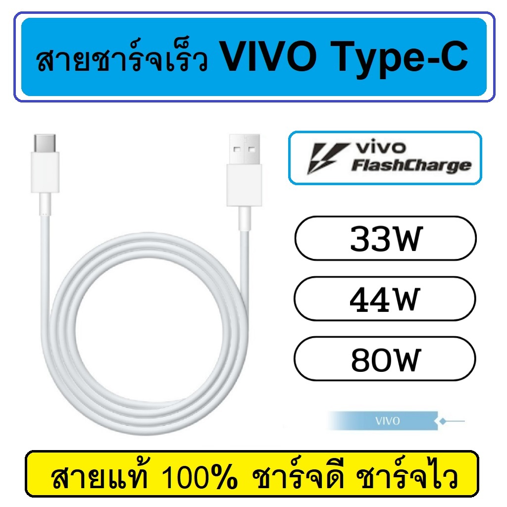 สายชาร์จสำหรับใช้กับ VIVO Flash Charge 33W 44W 80W Usb Type C V23 V24 V25 V27 V29 V30