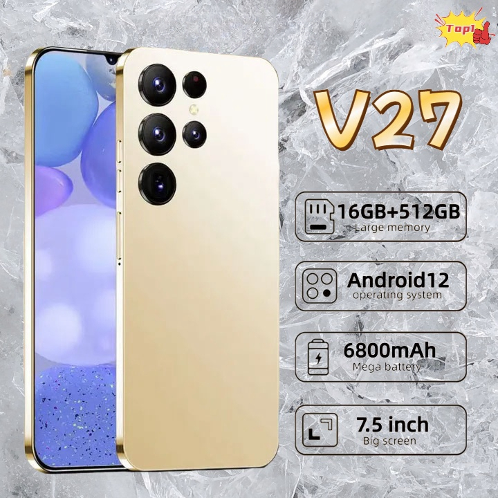 V27 สมาร์ทโฟนหน้าจอ HD ขนาด 7.5 นิ้ว 16GB+512GB 5G WiFi สองซิม สแตนคู่คู่ 6800mAh ระบบ Android 18W
