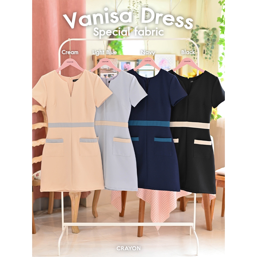 CRAYONBRAND - ชุดเดรส รุ่น Vanisa dress (ผ้าใหม่)