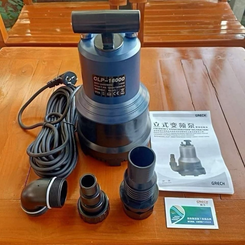 Grech CLP16000 ปั๊มดูดน้ำ ปั๊มไดโว่ ดูดน้ำทิ้งจากช่องกรอง (สามารถดูดน้ำตื้นได้ต่ำสุด 5 mm).