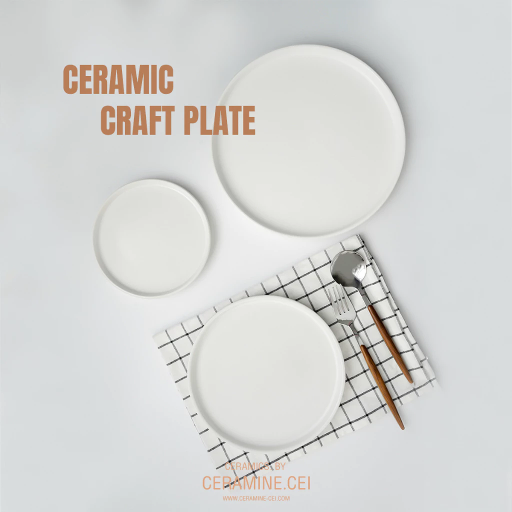 Craft Plate จานอาหารเซรามิครุ่นขอบเตี้ย คราฟท์สไตล์มินิมอลเกาหลี ขนาด '6' '8' '10' นิ้ว