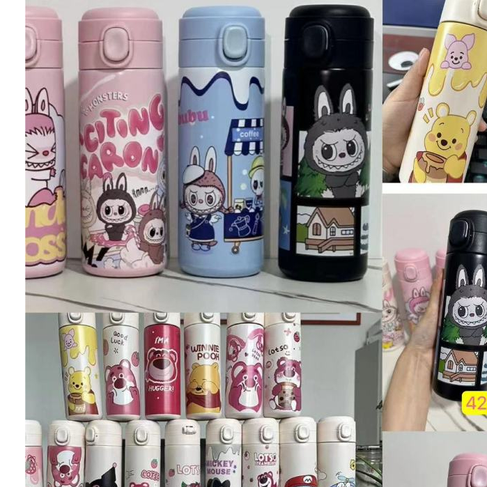ขวดน้ำสแตนเลส กระบอกน้ำเก็บความร้อน เก็บความเย็น 420ML ลายการ์ตูนน่ารักๆ 420
